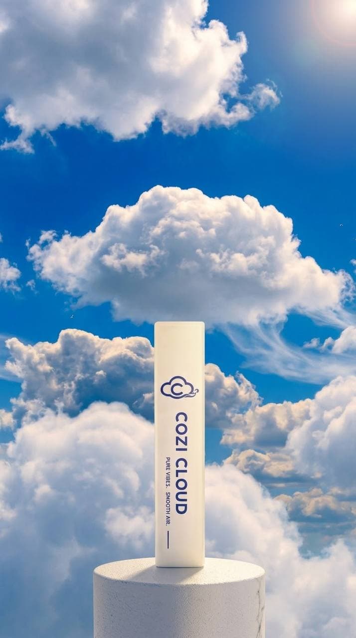Cozi Cloud botanical aroma diffuser against a clear blue sky